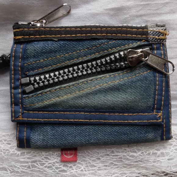 Denim Jean Trifold Zip Wallet - Picture 2 of 4